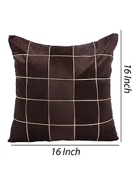 Gifts Island? Set of 5 Polyester Silk Brown  Gold-Tone Box Checkered Square Cushion Covers 16 inch x 16 inch (40.64 x 40.64 cm, Brown)-thumb2