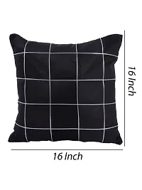 Gifts Island? Set of 5 Polyester Silk Black  Silver-Tone Box Checkered Square Cushion Covers 16 inch x 16 inch (40.64 x 40.64 cm, Black)-thumb2