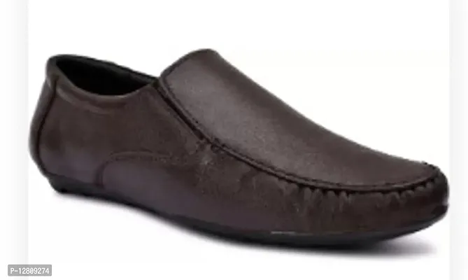 Elegant Brown Faux Leather  Loafers For Women