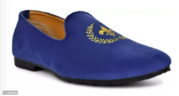 Elegant Blue Faux Leather  Loafers For Women