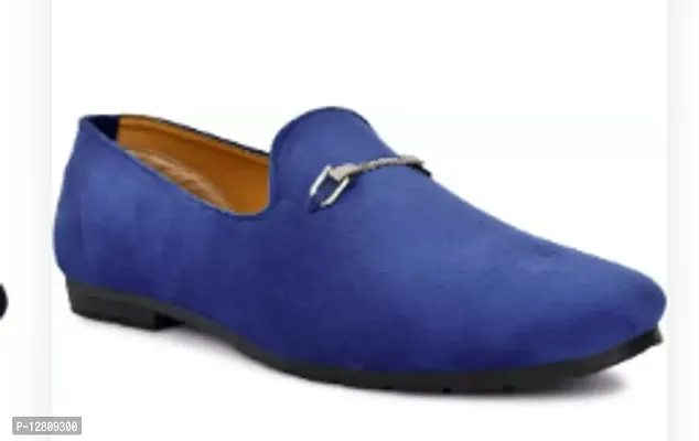 Elegant Blue Faux Leather  Loafers For Women-thumb0