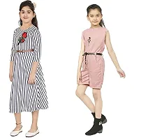 Vastra Fab Kids Girl A-line Knee Length Multicolor Combo Dresses 38-thumb1