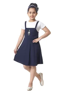 Vastra Fab Kids Girl top and deep Blue Dungreee Dress-thumb1