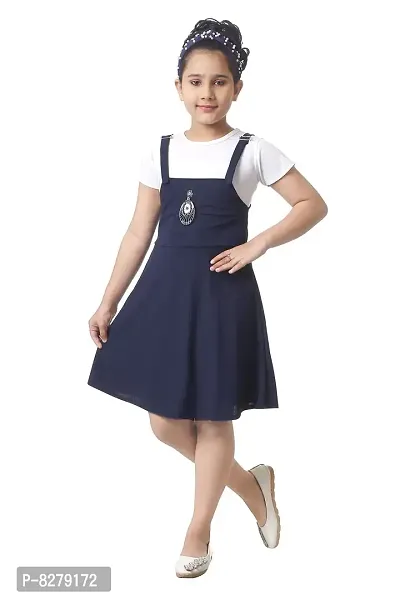 Vastra Fab Kids Girl top and deep Blue Dungreee Dress-thumb2