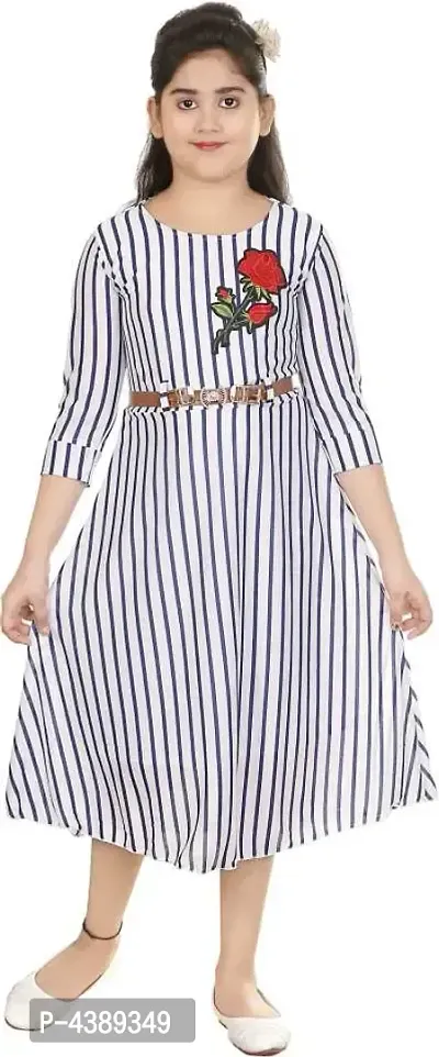 Buy GLOBAL DESI GIRLS Blue Striped Viscose Shoulder Straps Girls Casual  Wear Dress | Shoppers Stop