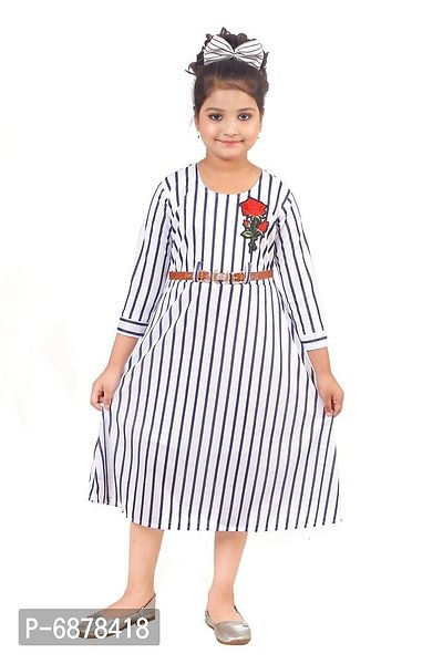 Alluring Cotton Blend White A-Line Dress For Baby Girls-thumb0
