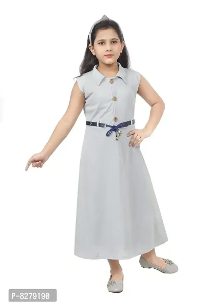 Vastra Fab Kids Girl Grey Maxi Dress with Belt