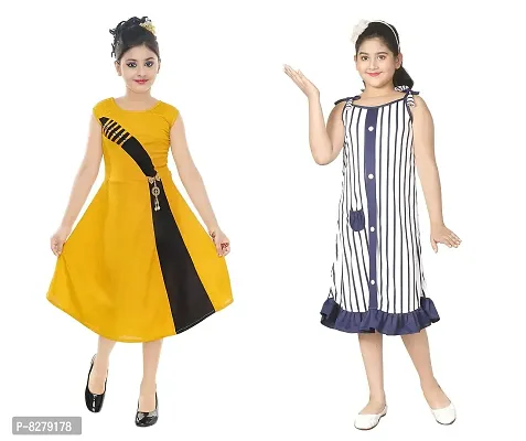 Vastra Fab Kids Girl a-line Knee Length Multicolor Frocks and Dress