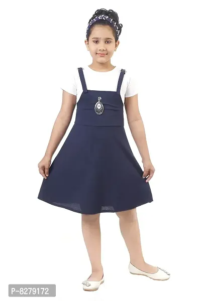 Vastra Fab Kids Girl top and deep Blue Dungreee Dress-thumb0