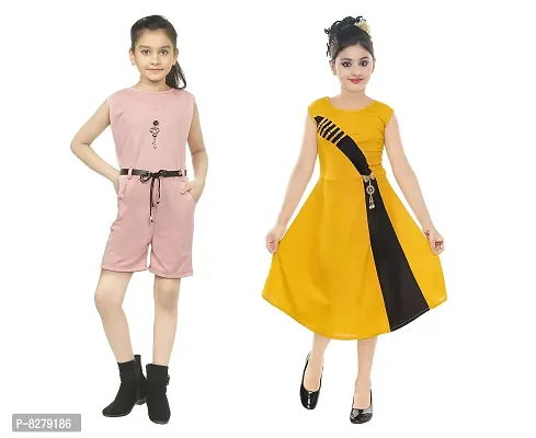 Vastra Fab Kids Girl Fancy Knee Length Multicolor Dresses 22