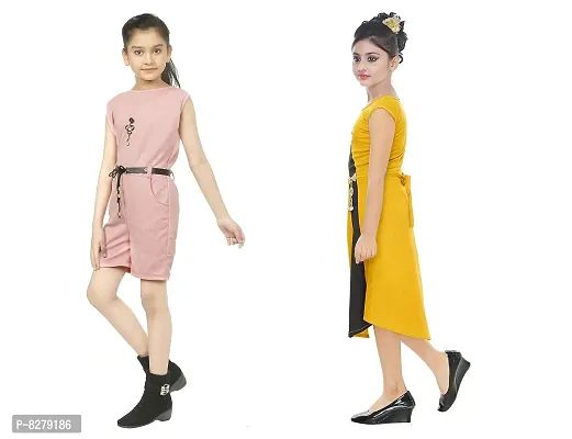 Vastra Fab Kids Girl Fancy Knee Length Multicolor Dresses 22-thumb2