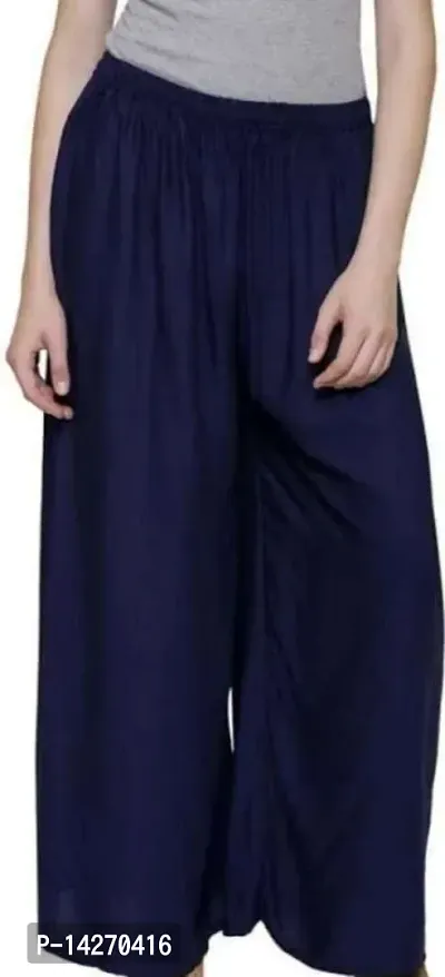 Women Regular Fit  Blue  Rayon Trousers-thumb0