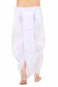 Men Boys Stitched Cotton White Stitched Dhoti-thumb1