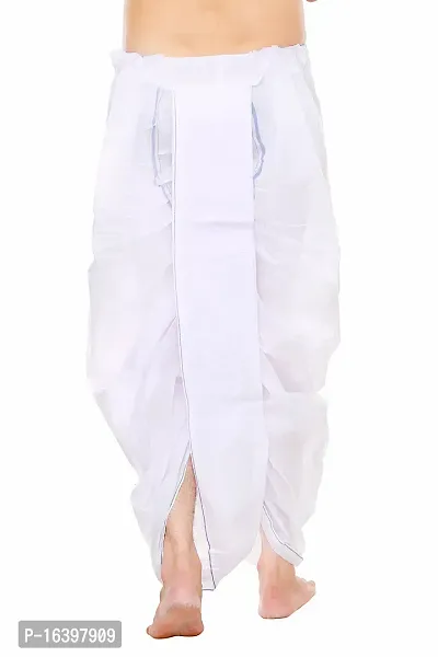 Men Boys Stitched Cotton White Stitched Dhoti-thumb2