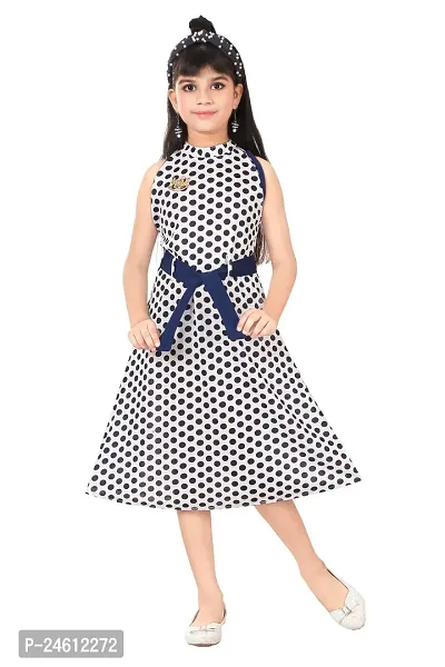 Girls Stylish White Polka Printed Cotton Frock and Dresses-thumb0