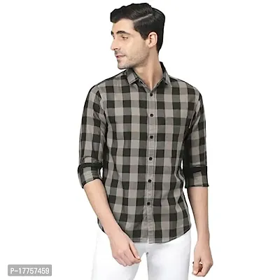 Brown Checkered Cotton Full Sleeve Shirt