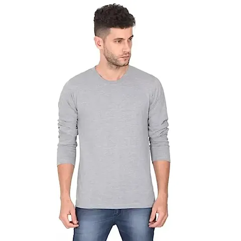 Grey Cotton Full Sleeve Tshirt