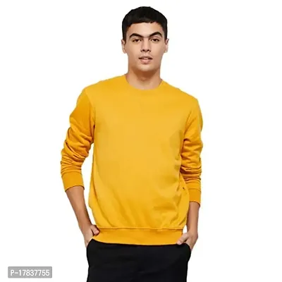 Mustard Plain Cotton Full Sleeve Sweatshirt