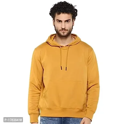 Mustard Cotton Plain Full Sleeve Hoodie