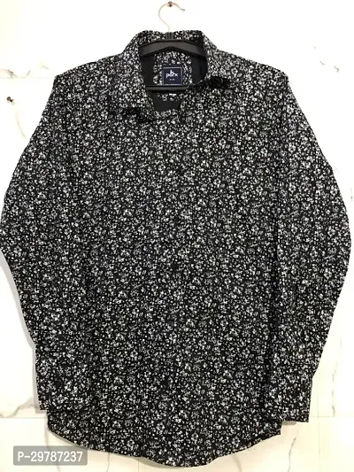 Black Printed Cotton Full Sleeve Shirt