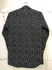 Black Printed Cotton Full Sleeve Shirt-thumb1