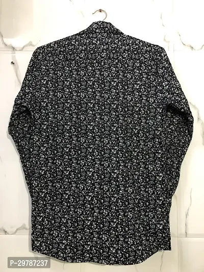 Black Printed Cotton Full Sleeve Shirt-thumb2