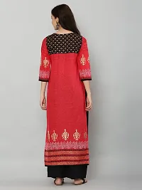 Stylish Red Cotton Printed Kurti For Women-thumb1