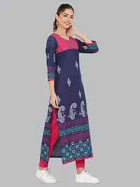 Stylish Blue Cotton Printed Kurti For Women-thumb1