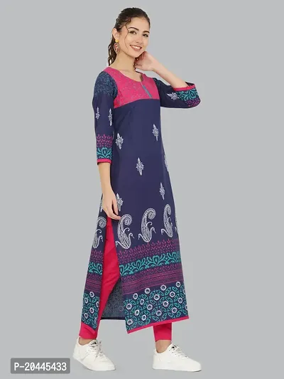 Stylish Blue Cotton Printed Kurti For Women-thumb2