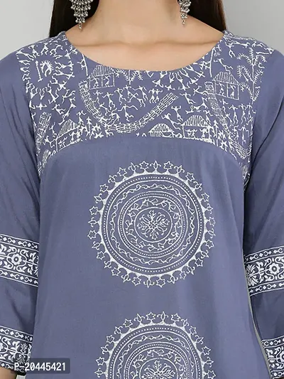 Stylish Grey Rayon Printed Kurti For Women-thumb5