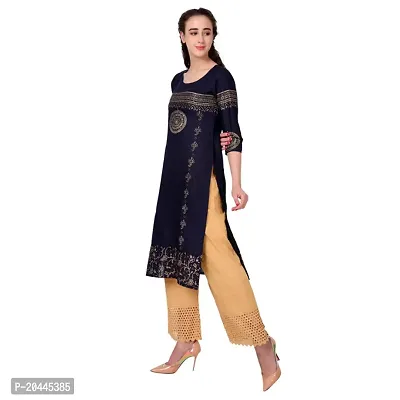 Stylish Black Cotton Printed Kurti For Women-thumb3