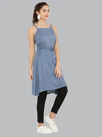 Stylish Grey Rayon Printed Dresses For Women-thumb1