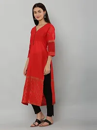 Stylish Red Cotton Printed Kurti For Women-thumb4