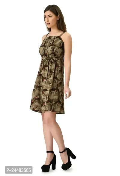 EZIS FASHION Women's Crepe Milk Print Calf Length Regular Dress | Multi | EZIS- D148-thumb2