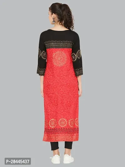 Stylish Red Rayon Printed Kurti For Women-thumb3