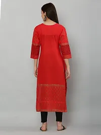 Stylish Red Cotton Printed Kurti For Women-thumb3