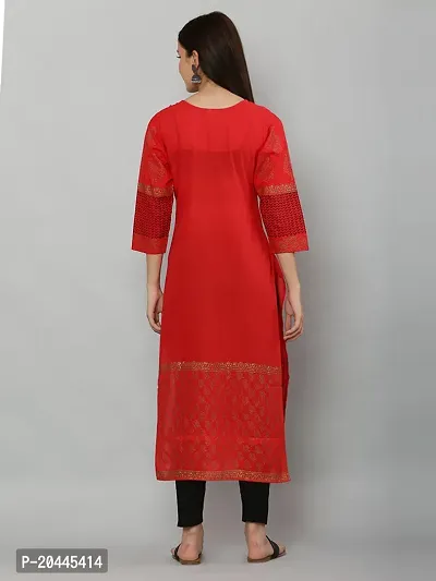 Stylish Red Cotton Printed Kurti For Women-thumb4