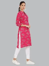 Stylish Pink Cotton Printed Kurti For Women-thumb1