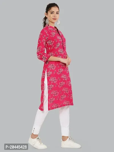 Stylish Pink Cotton Printed Kurti For Women-thumb2