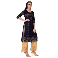 Stylish Black Cotton Printed Kurti For Women-thumb1