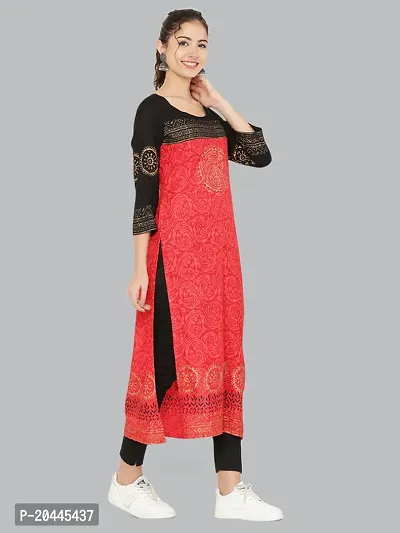 Stylish Red Rayon Printed Kurti For Women-thumb2