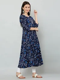 Stylish Navy Blue Crepe Printed Kurti For Women-thumb1