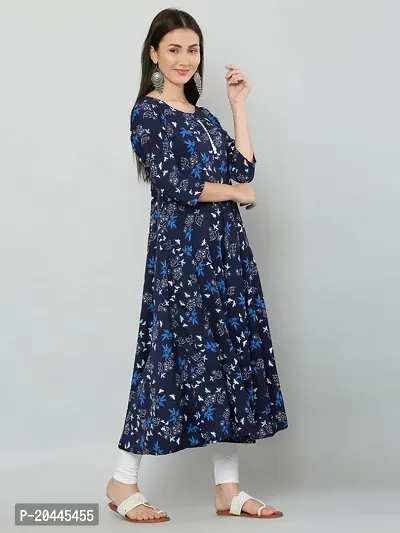 Stylish Navy Blue Crepe Printed Kurti For Women-thumb2