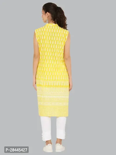 Stylish Yellow Cotton Printed Kurti For Women-thumb3