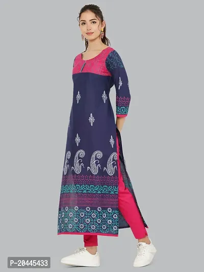 Stylish Blue Cotton Printed Kurti For Women-thumb4