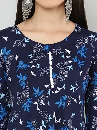 Stylish Navy Blue Crepe Printed Kurti For Women-thumb4