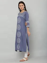 Stylish Grey Rayon Printed Kurti For Women-thumb3