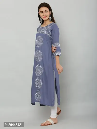 Stylish Grey Rayon Printed Kurti For Women-thumb4