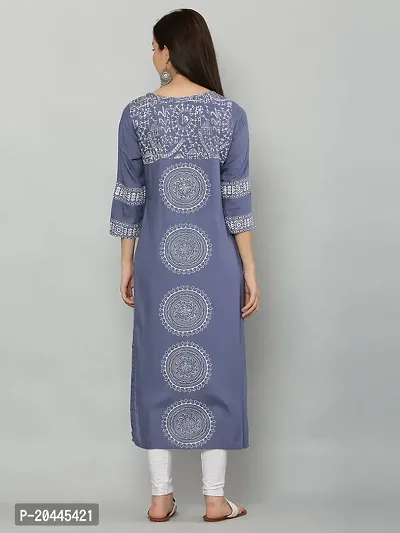 Stylish Grey Rayon Printed Kurti For Women-thumb3