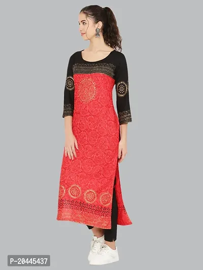 Stylish Red Rayon Printed Kurti For Women-thumb4